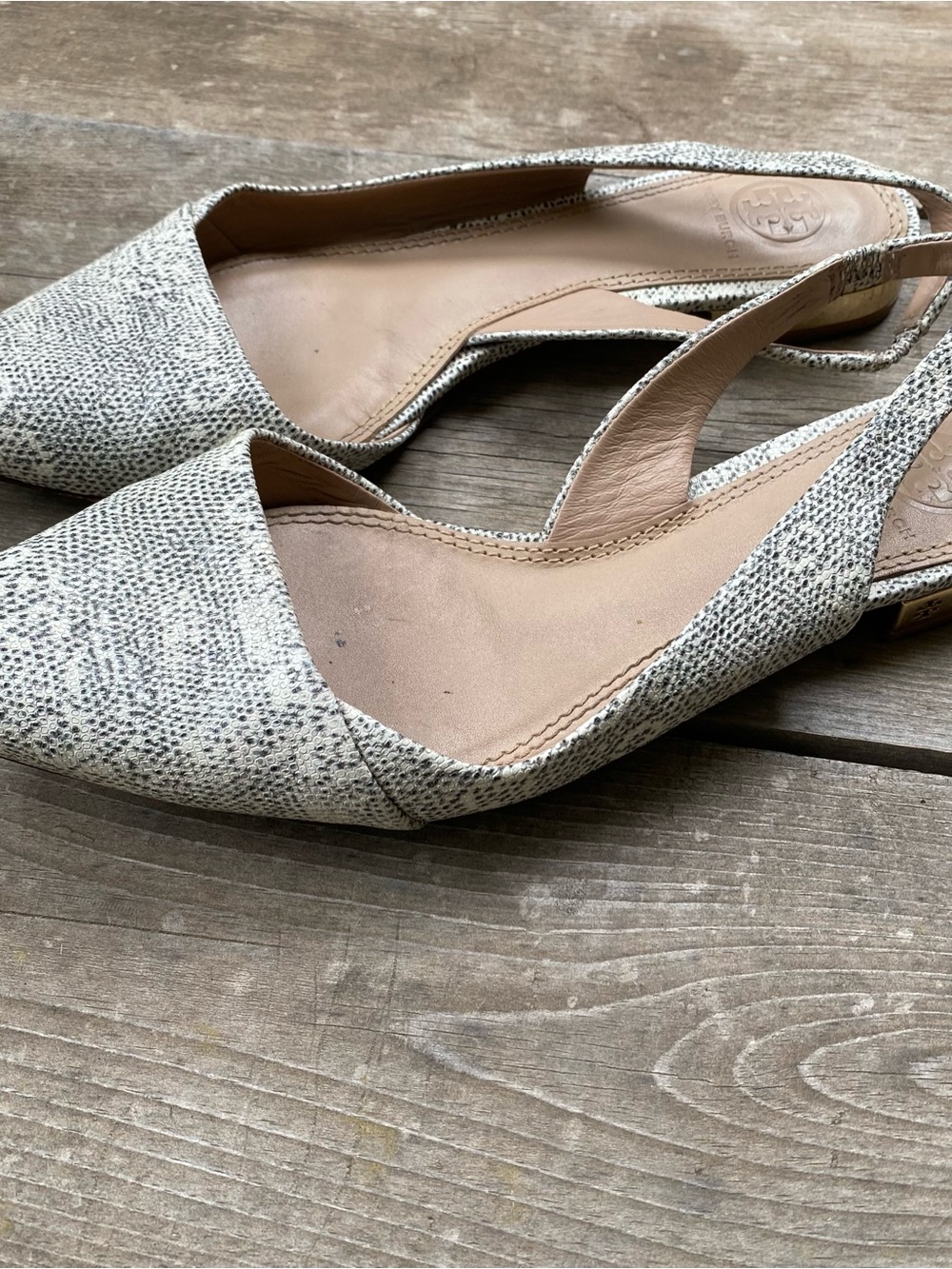 Tory Burch Snake Pointed Toe Slingback Flats - Picture 3 of 9